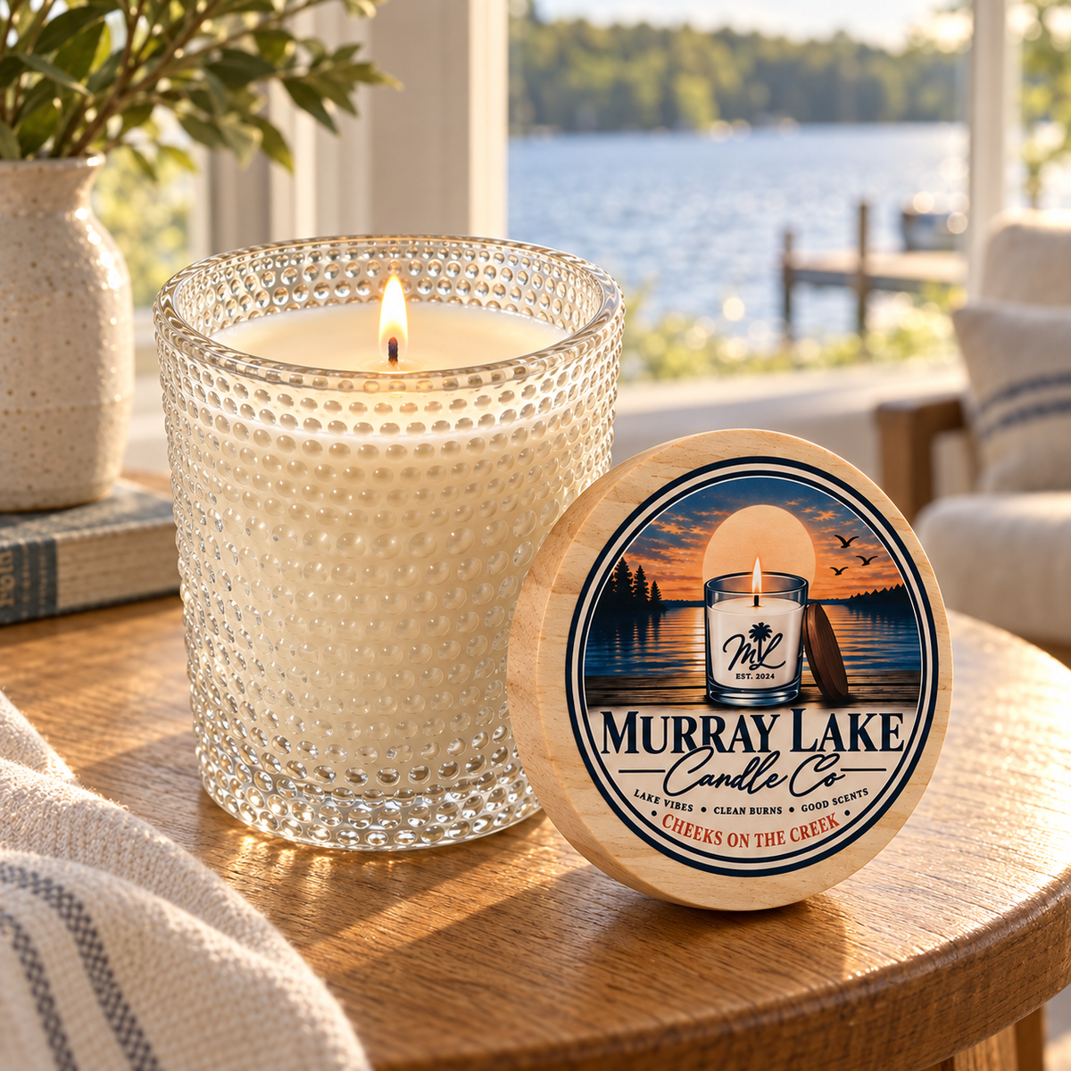 Murray Lake Candle Co.| 10oz. Textured Glass Candle| Cheeks on the Creek