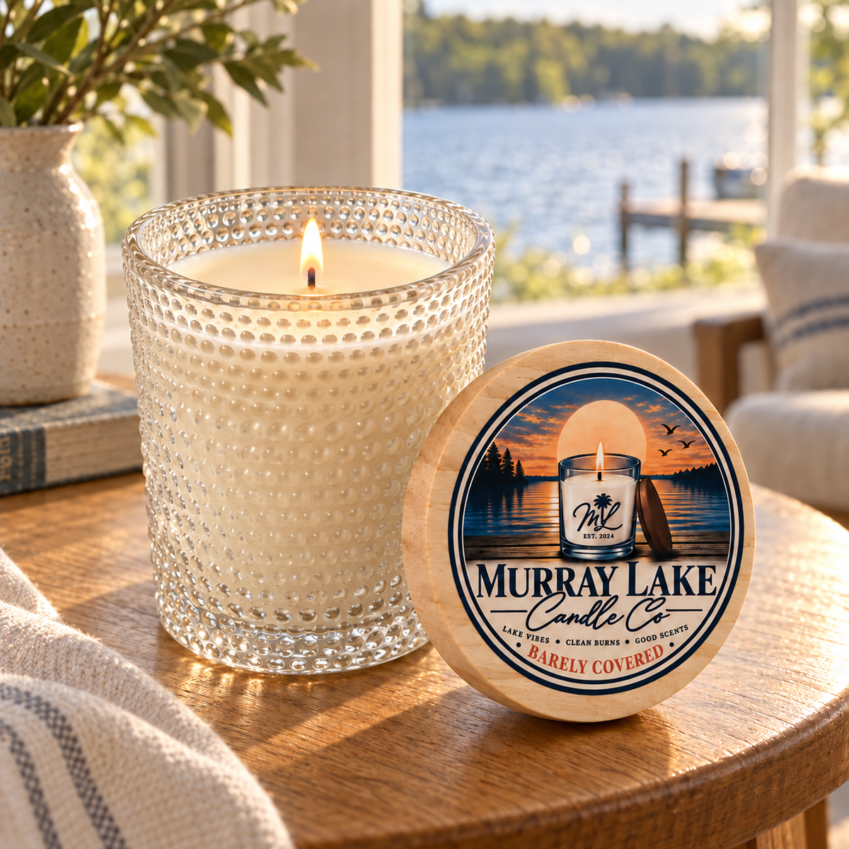 Murray Lake Shirt Co.| 10oz. Textured Glass Candle| Barely Covered